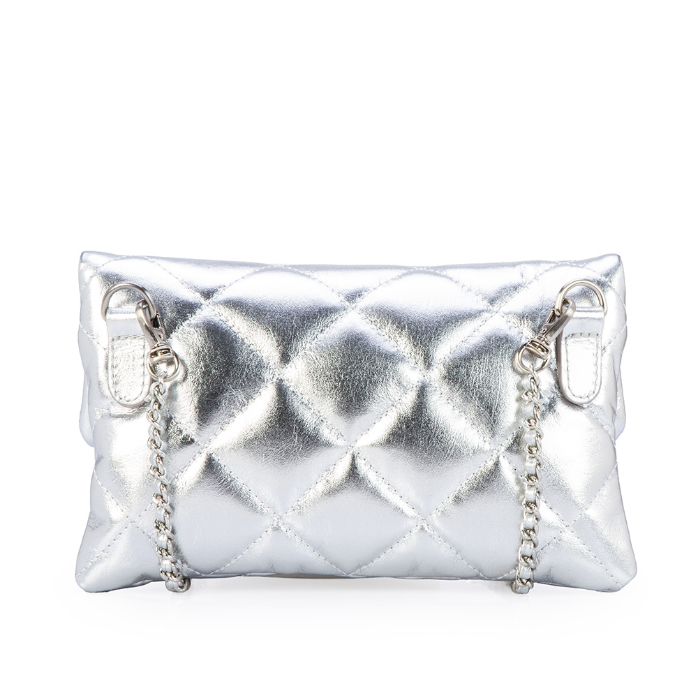 BOLSA PEQUENA PRATA METALIZADA DE COURO MATELASS&Ecirc; SHOULDER BAG image number 2