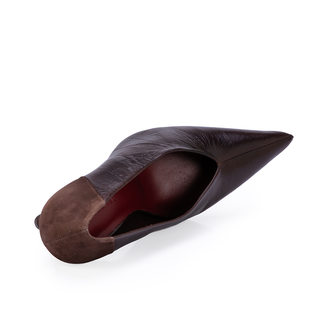 SCARPIN MARROM SALTO ALTO DE COURO image number 4