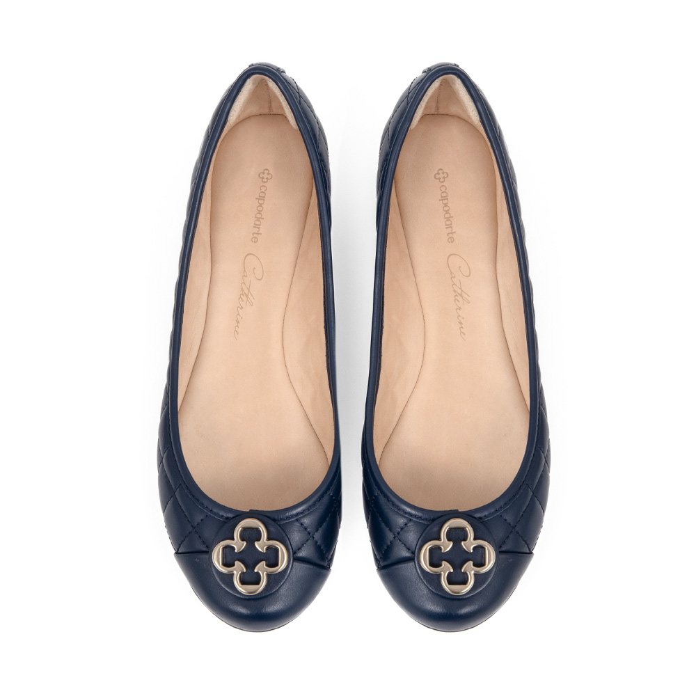 SAPATILHA CATHERINE MARINHO AZZURRO DE COURO MATELASSÊ image number 4