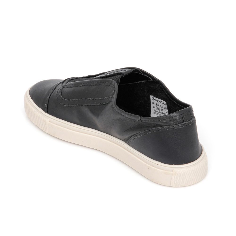 TÊNIS SLIP ON FEMININO PRETO DE COURO image number 2
