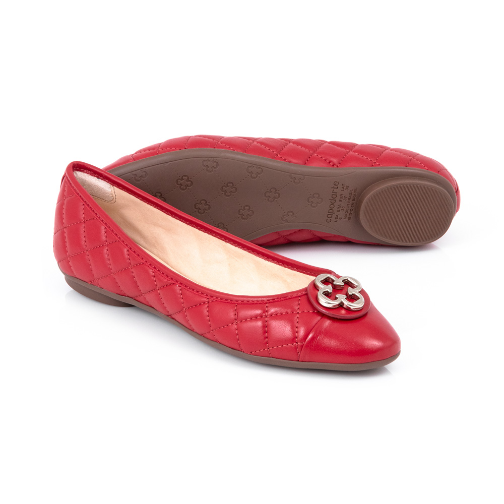 SAPATILHA CATHERINE MODERNITÁ VERMELHO MERLOT DE COURO MATELASSÊ image number 3