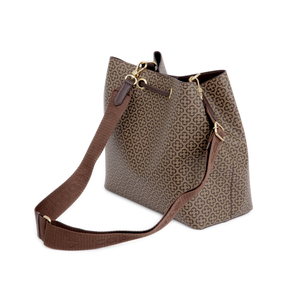 BOLSA MARROM MONOGRAMA COM ALÇA GORGURÃO BUCKET image number 3