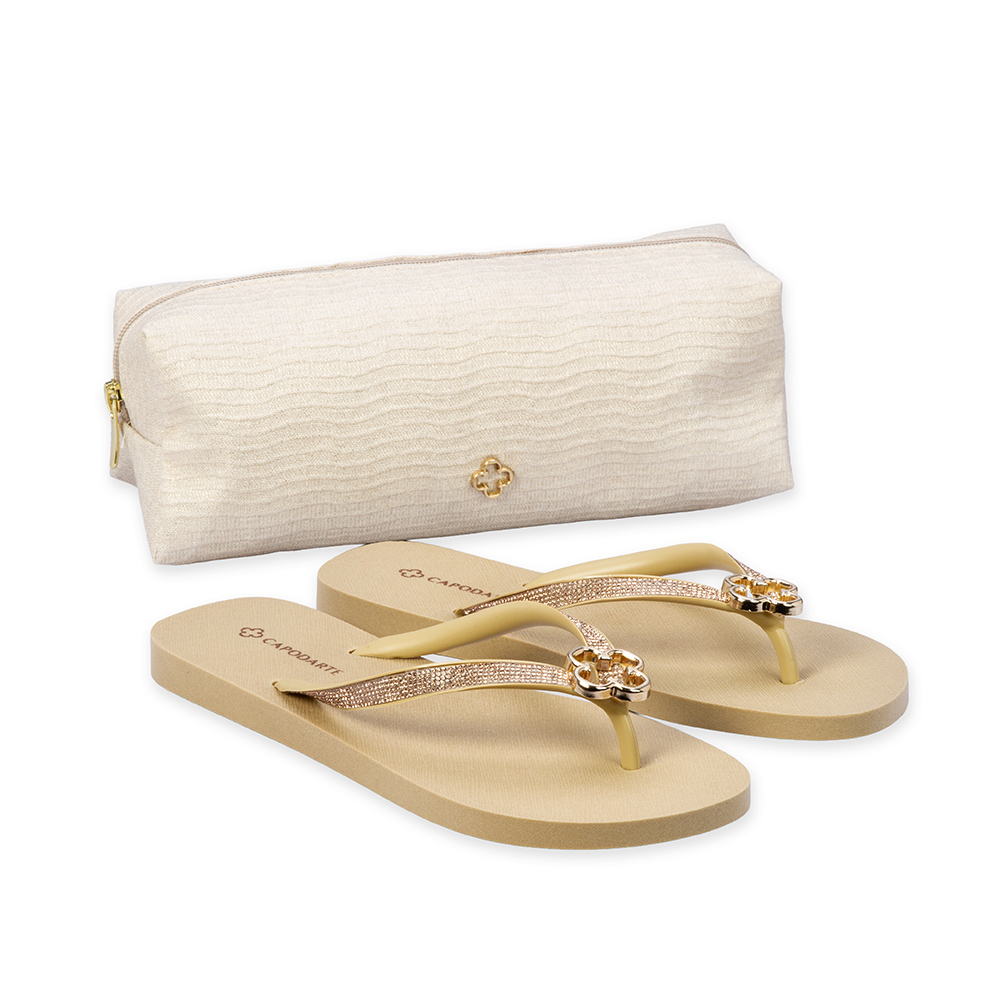 KIT CHINELO DE DEDO DOURADO BRILHOS + N&Eacute;CESSAIRE image number 0