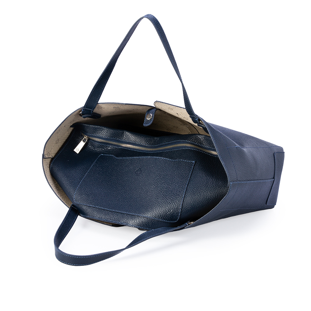 BOLSA GRANDE SHOPPER DE COURO AZUL MARINHO image number 4