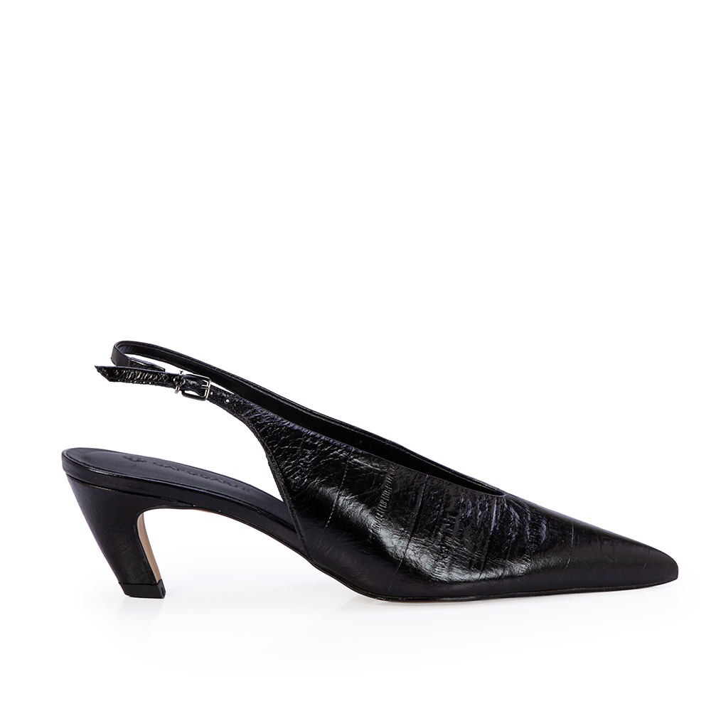 SCARPIN SLINGBACK PRETO SALTO BAIXO COURO image number 0