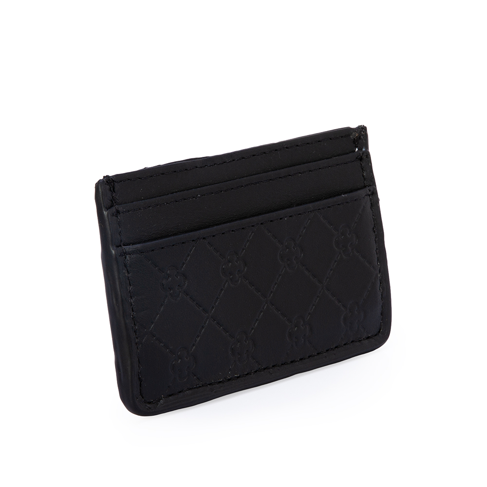 PORTA CART&Atilde;O PRETO DE COURO MONOGRAMA image number 1