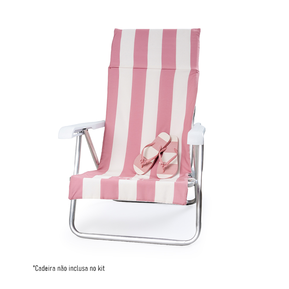 KIT CHINELO DE DEDO ROSA + CAPA DE CADEIRA PRAIA VIRA BOLSA image number 1