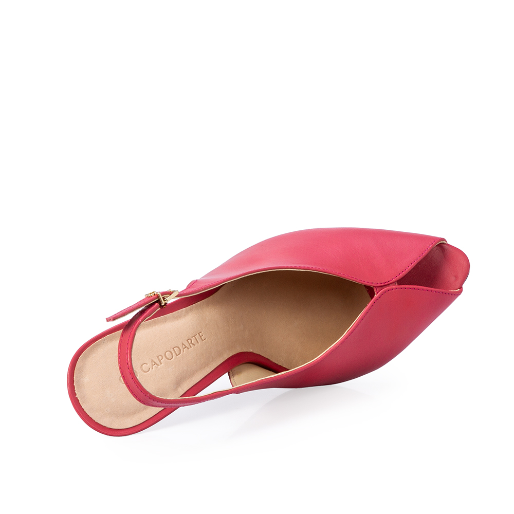 PEEP TOE SLINGBACK ROSA MAGN&Oacute;LIA DE COURO image number 4