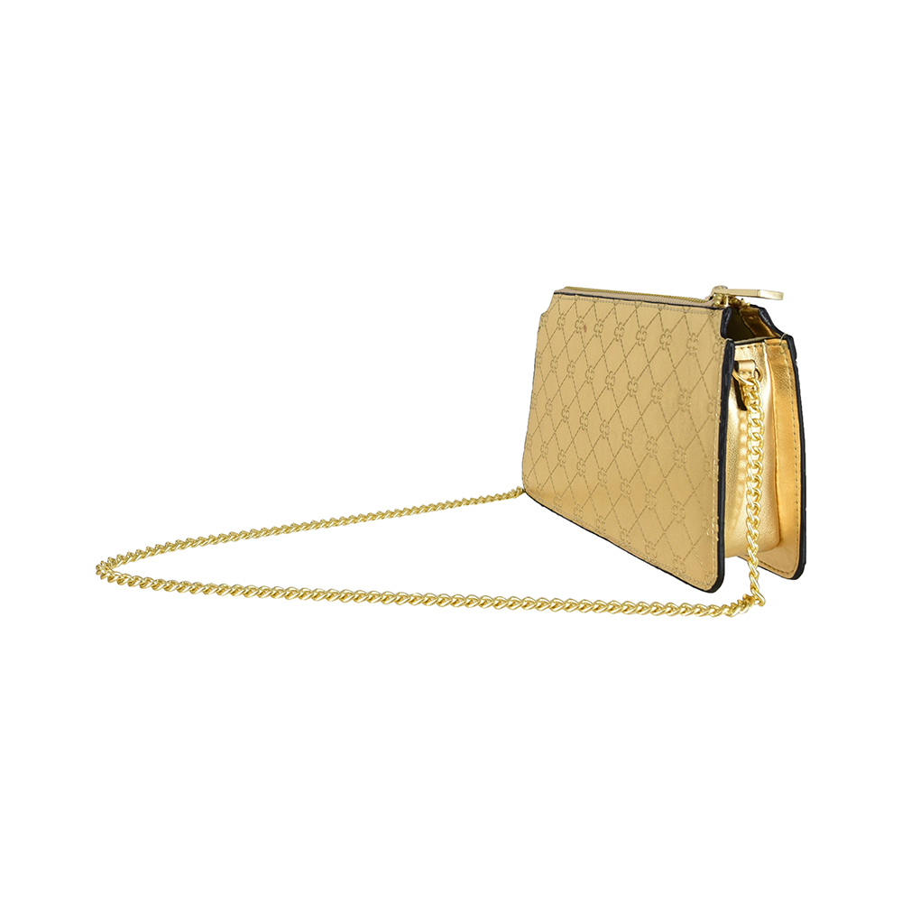 BOLSA PEQUENA DOURADA MONOGRAMA ALÇA CORRENTE image number 1