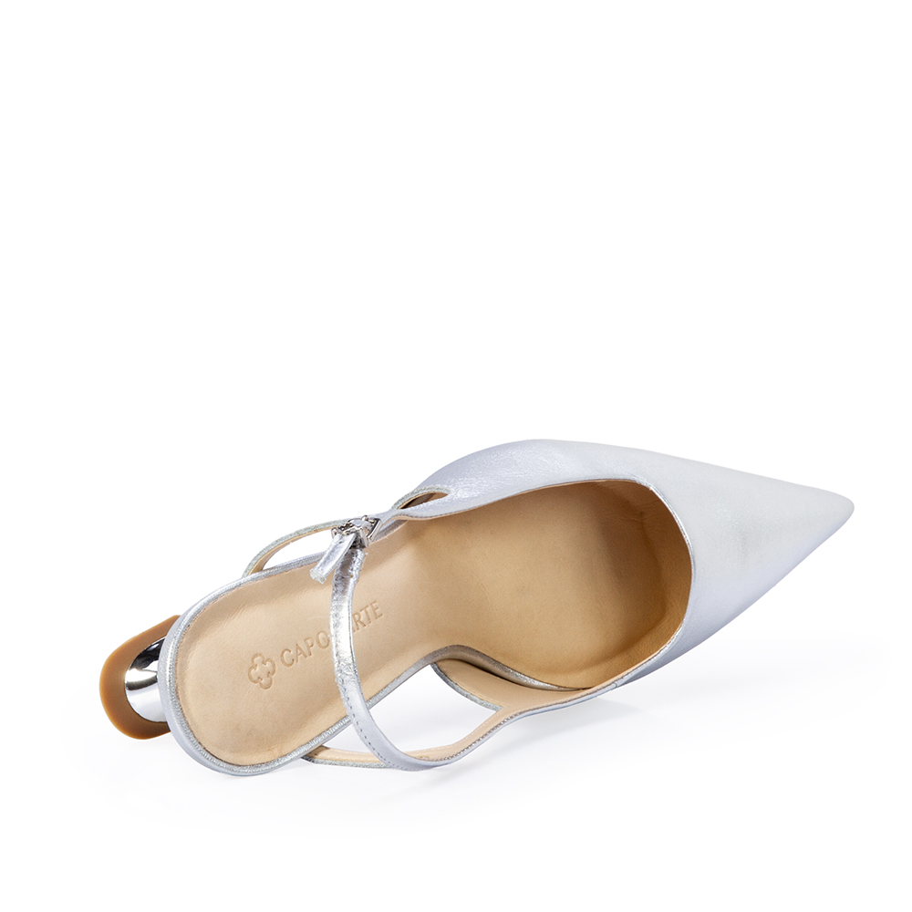 SCARPIN SLINGBACK PRATA DE COURO image number 4