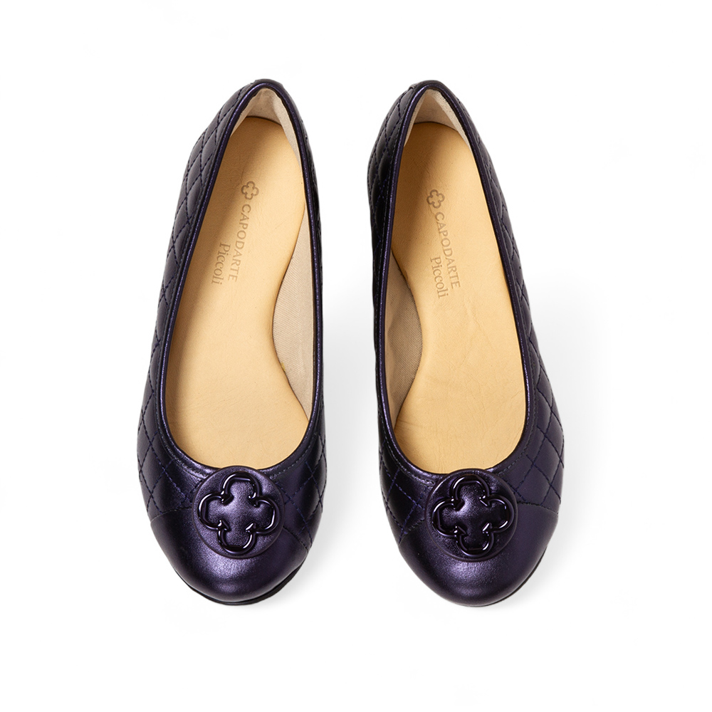 SAPATILHA INFANTIL DE COURO MARINHO AZZURRO METALIZADA MATELASS&Ecirc; CATHERINE image number 4