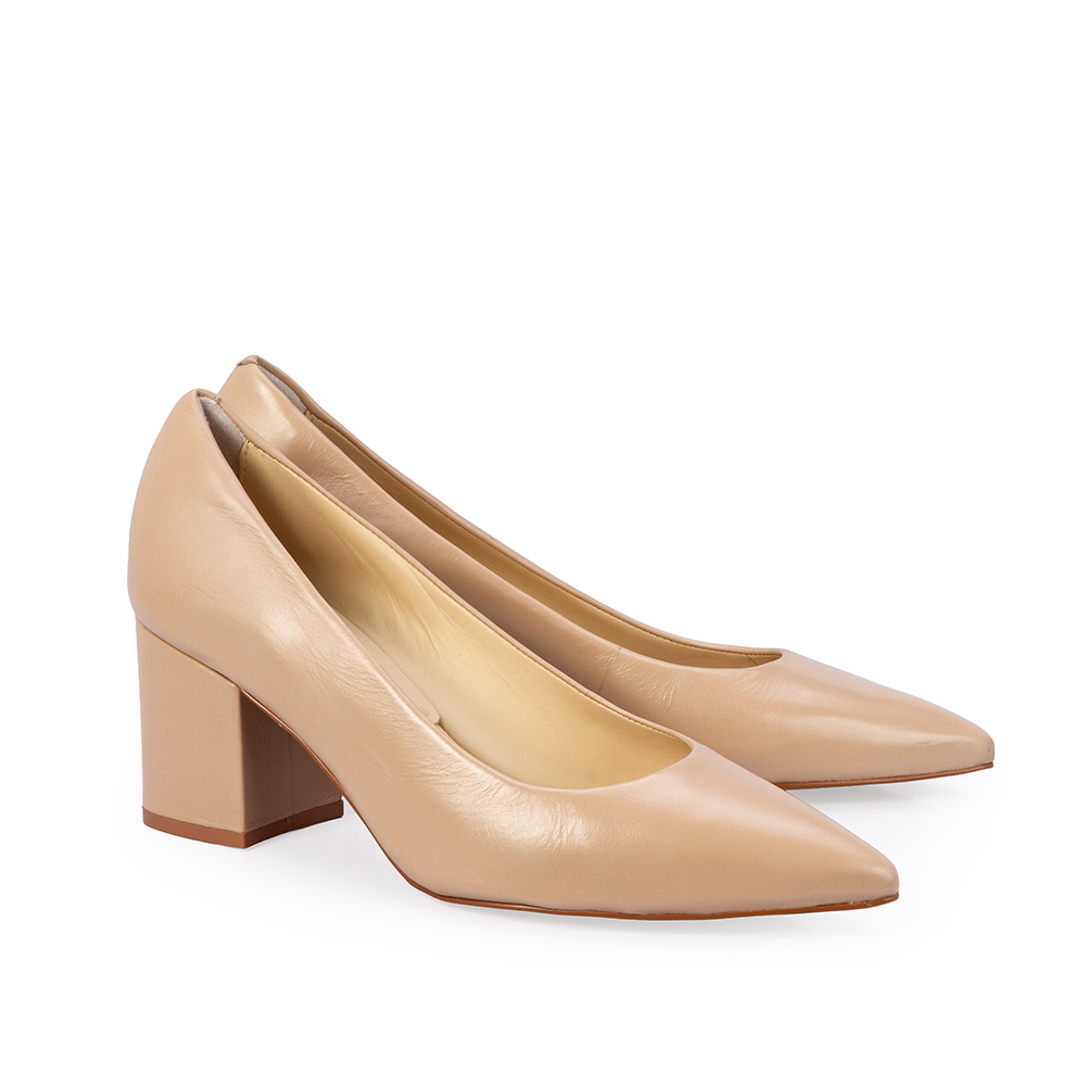SCARPIN SALTO BLOCO NUDE SEDA DE COURO image number 2