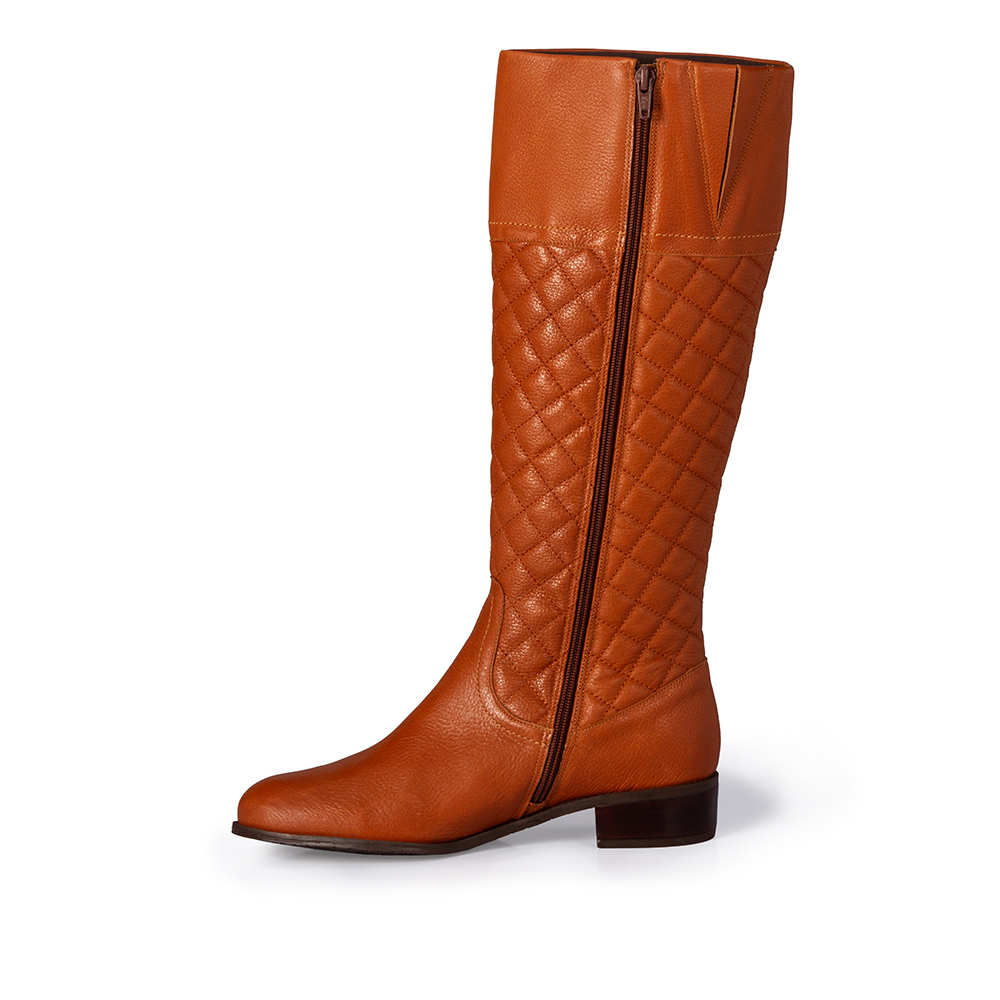 BOTA COURO CANO LONGO CARAMELO CAMEL MATELASS&Ecirc; image number 2