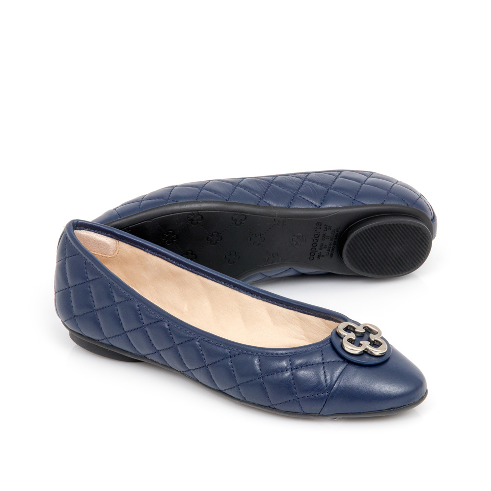 SAPATILHA CATHERINE MODERNIT&Aacute; MARINHO AZZURRO DE COURO MATELASS&Ecirc; image number 3