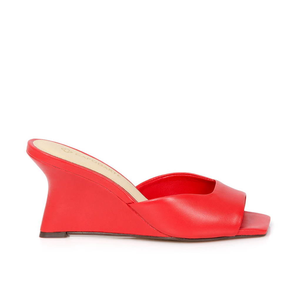 MULE SALTO ANABELA RUBI VERMELHA DE COURO image number 0