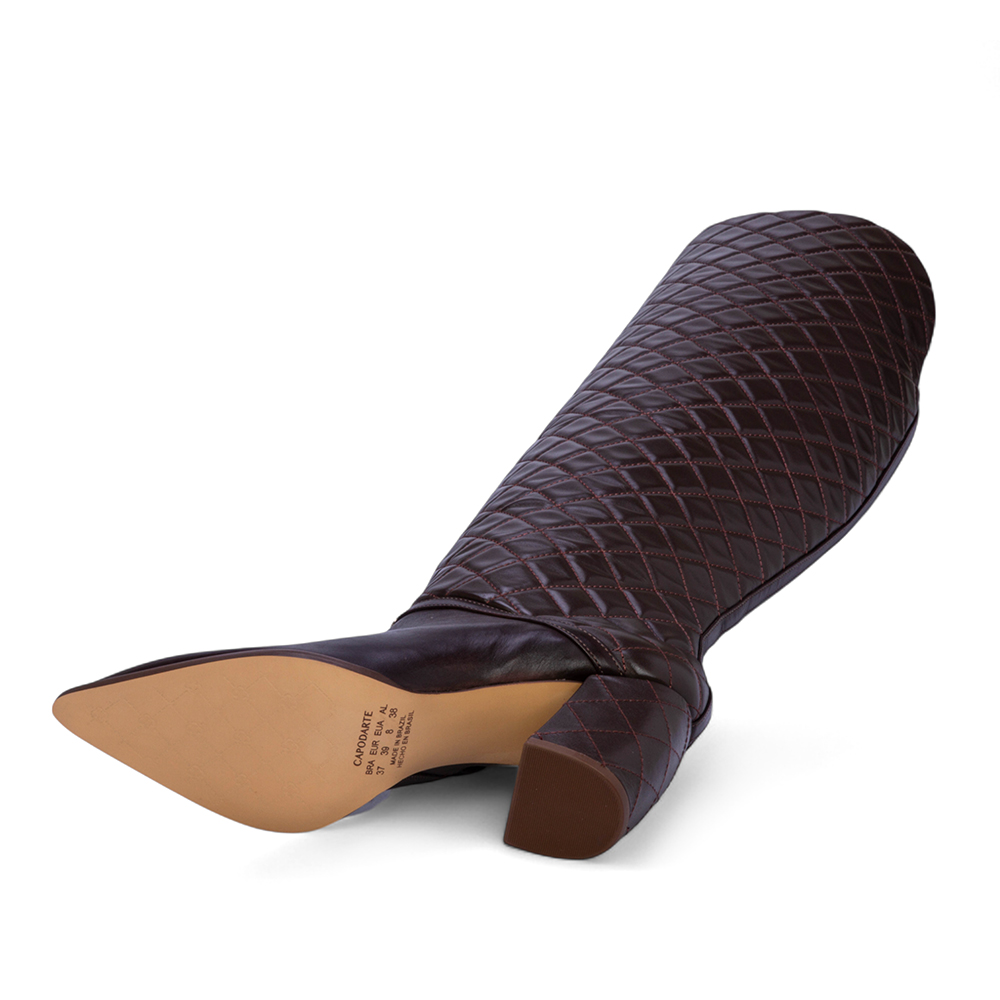 BOTA MARROM CANO LONGO DE COURO MATELASS&Ecirc; image number 3