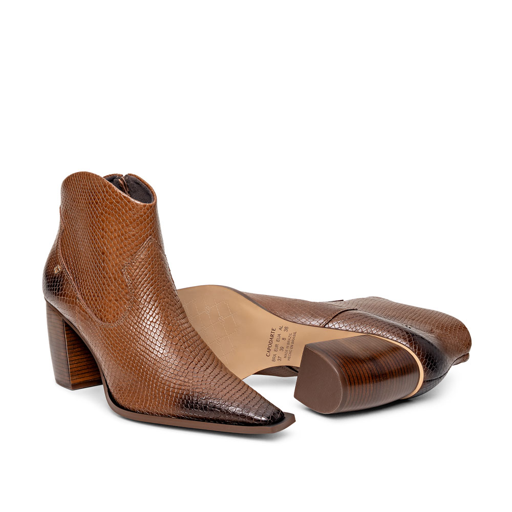BOTA CANO CURTO CARAMELO DE COURO SERPENTE image number 3