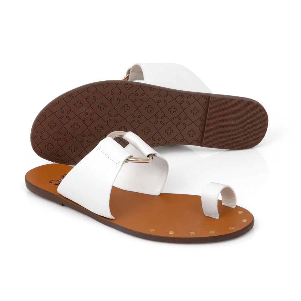 CHINELO RASTEIRO BRANCO DE COURO ARGOLA image number 3