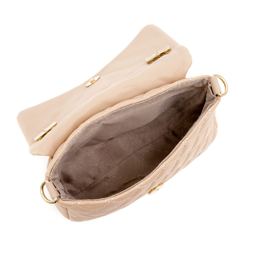 BOLSA PEQUENA TIRACOLO COURO NUDE SEDA MATELASS&Ecirc; image number 4