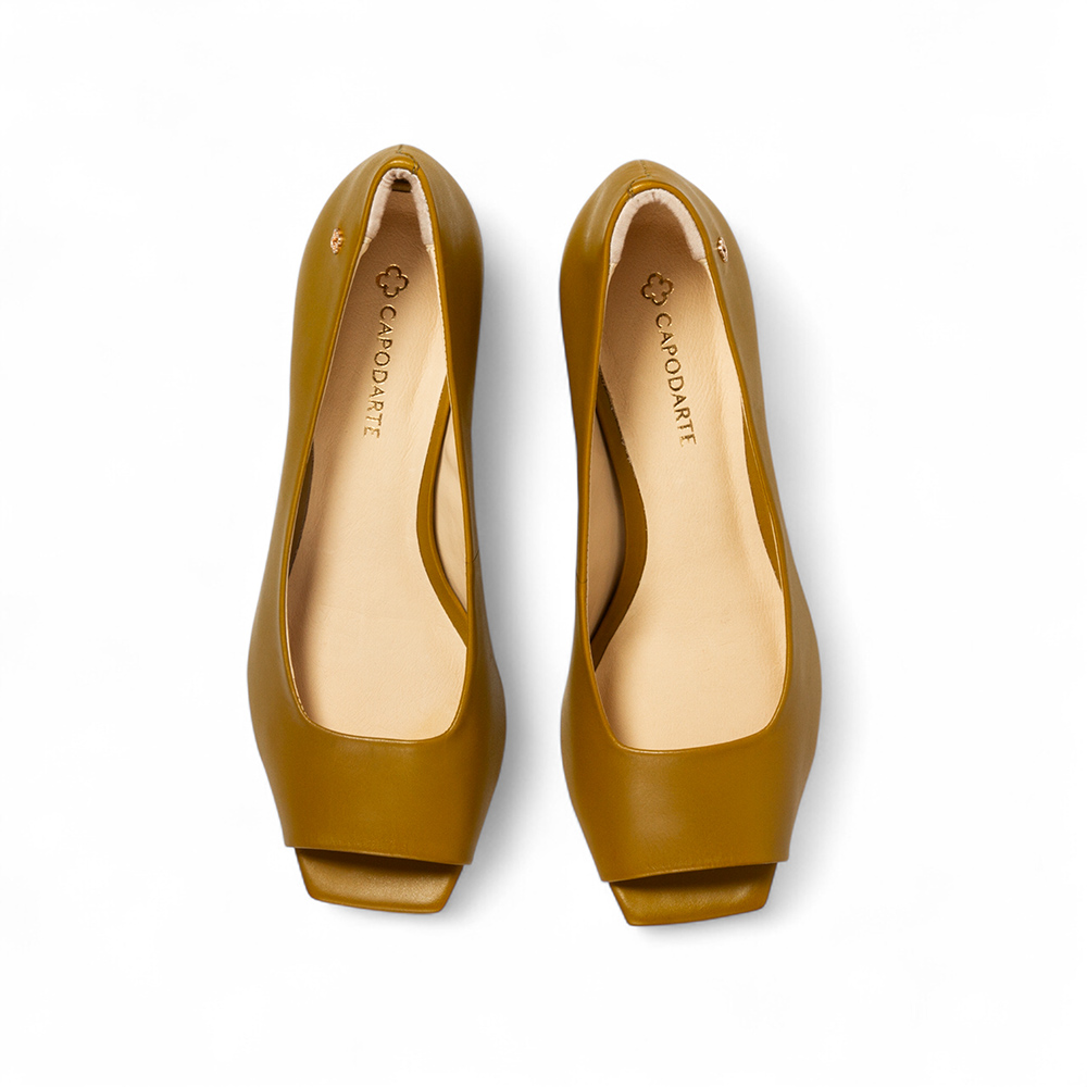 PEEP TOE AMARELO CITRINO DE COURO image number 4