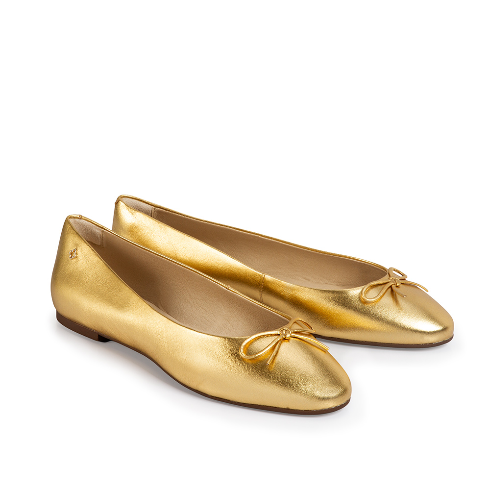 SAPATILHA DOURADA DE COURO METALIZADA image number 1