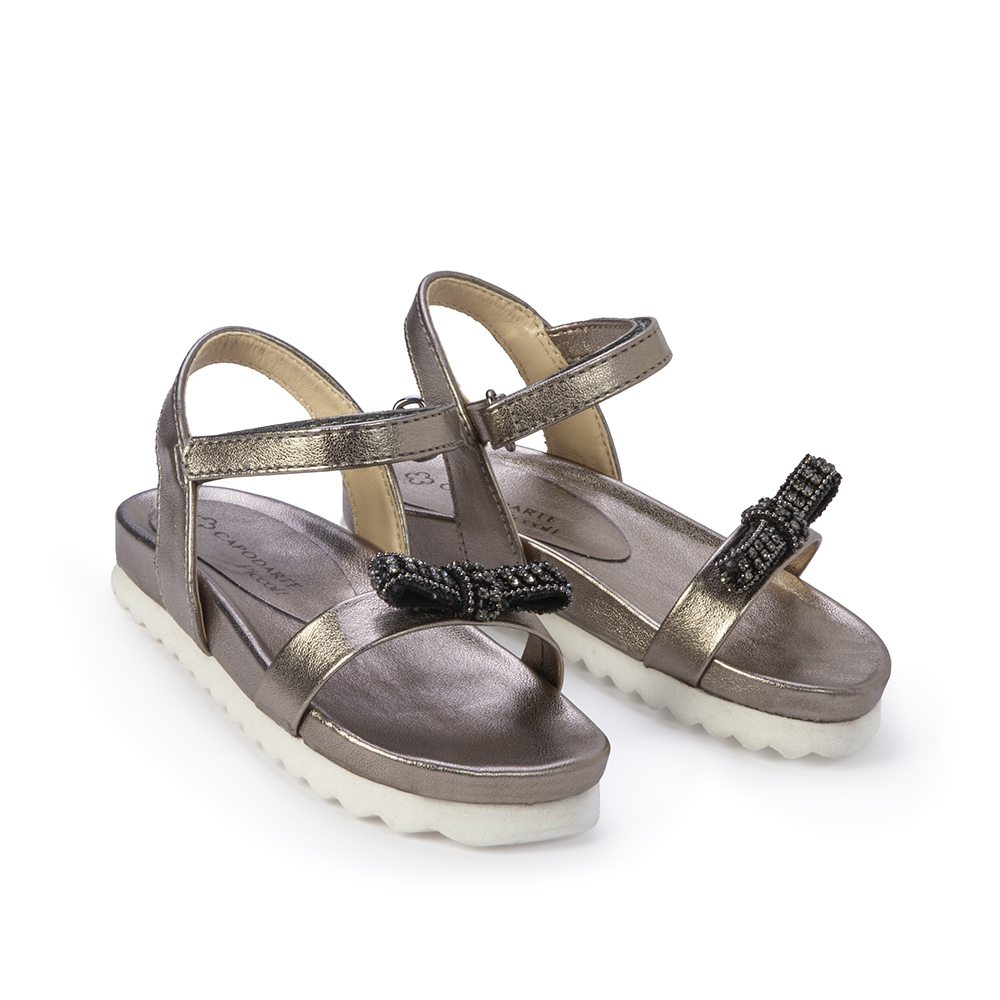 SANDÁLIA PAPETE BEBÊ PRATEADA COM VELCRO image number 1
