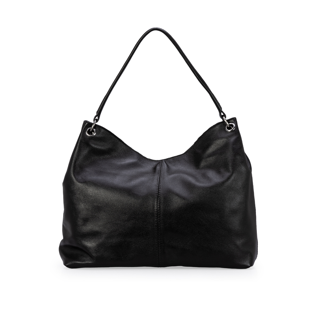 BOLSA GRANDE PRETA DE COURO HOBO image number 2