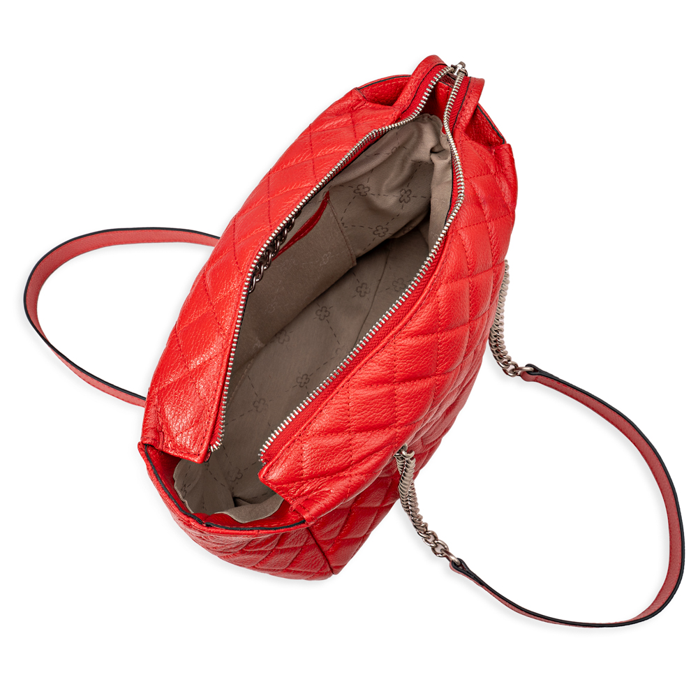 BOLSA MÉDIA VERMELHA RUBI DE COURO MATELASSÊ HOBO image number 4