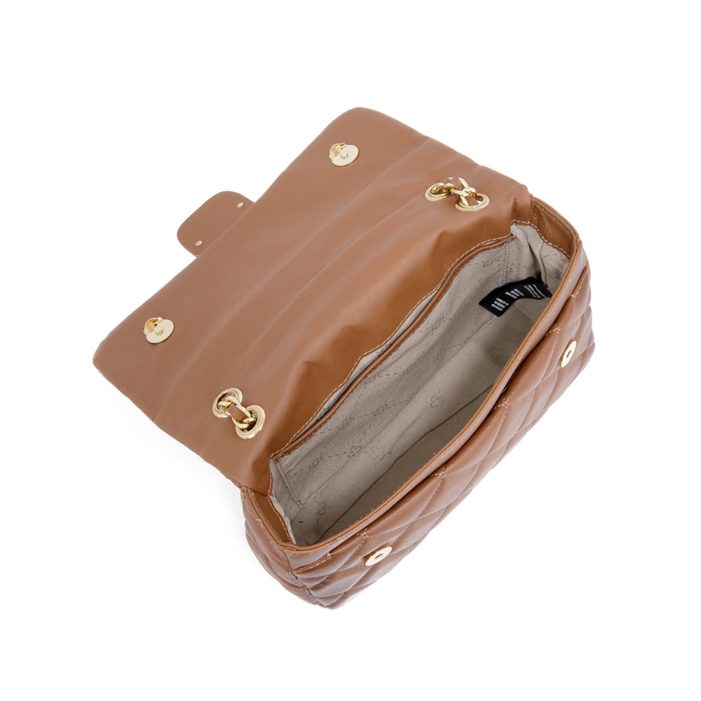 BOLSA SHOULDER BAG MARROM DE COURO MATELASSÊ COM ALÇA CORRENTE image number 4