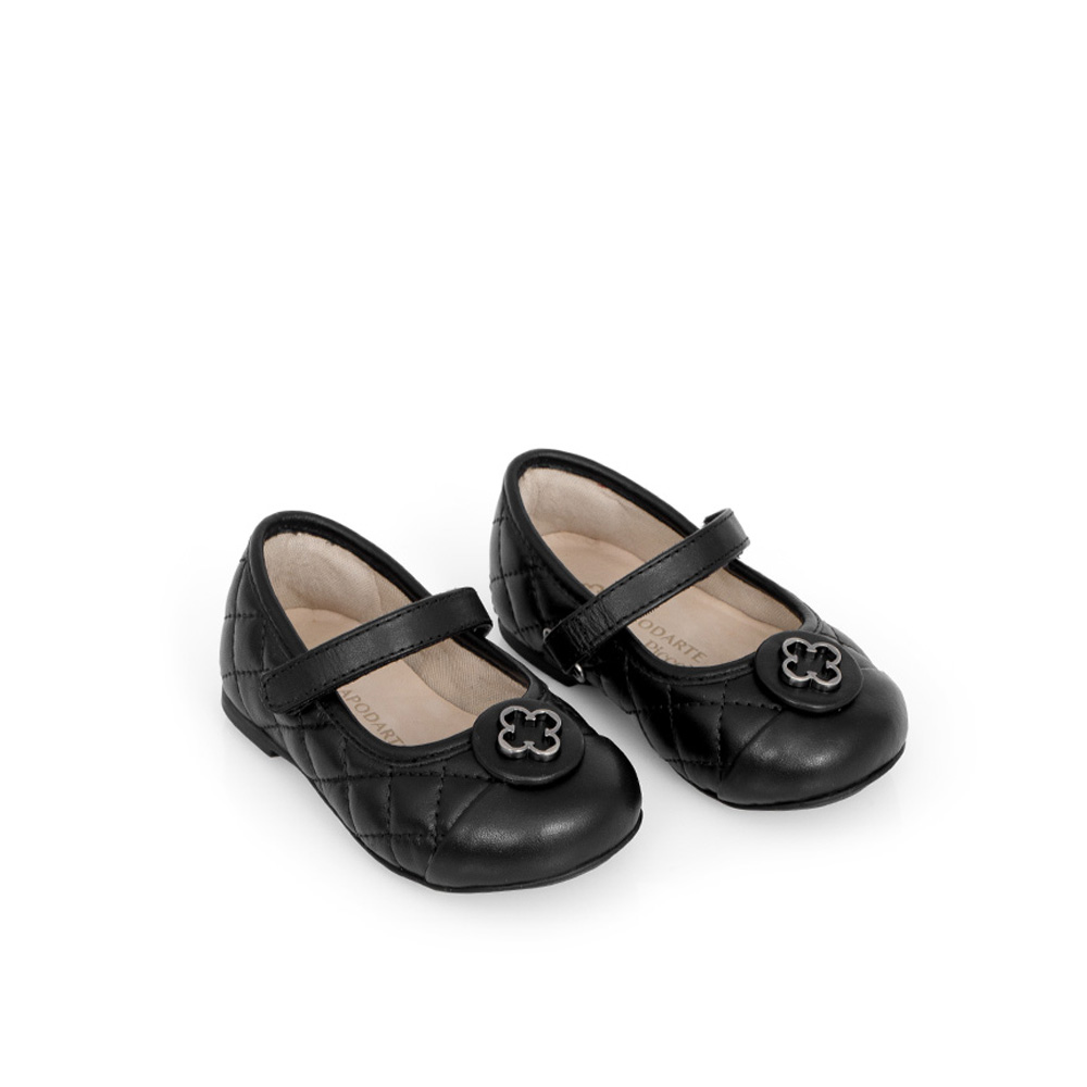 SAPATILHA BEB&Ecirc; PRETA DE COURO MATELASS&Ecirc; COM VELCRO image number 1