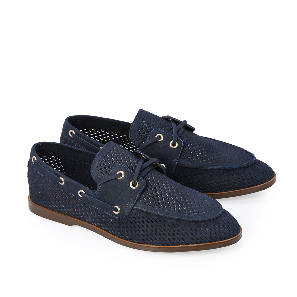 LOAFER MARINHO AZZURRO DE COURO NOBUCK LA&Ccedil;O image number 1