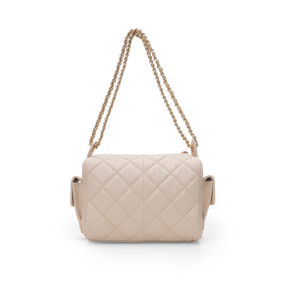 BOLSA DE COURO BEGE VANILLA MATELASSÊ ALÇA CORRENTE SHOULDER BAG image number 3