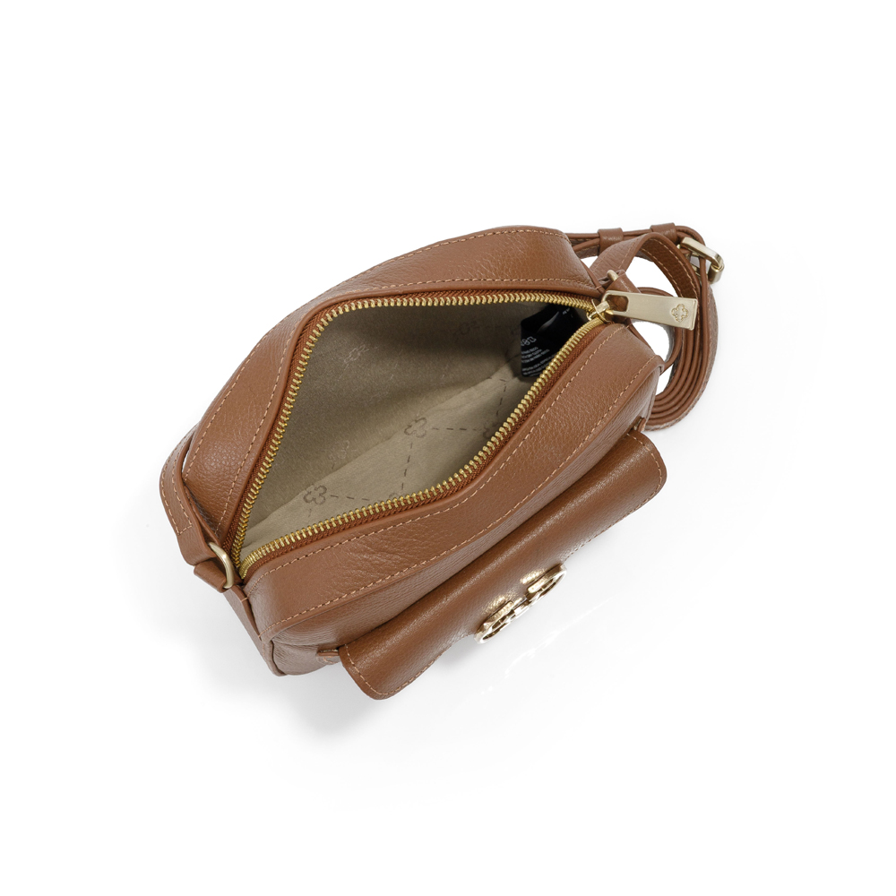 BOLSA PEQUENA TIRACOLO SHOULDER BAG DE COURO CARAMELO image number 4