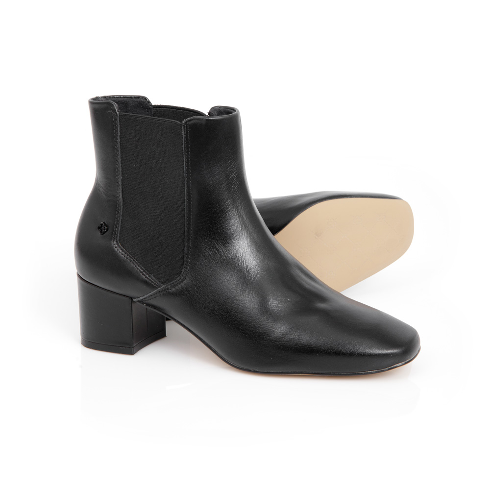 BOTA SALTO BLOCO PRETA DE COURO image number 3