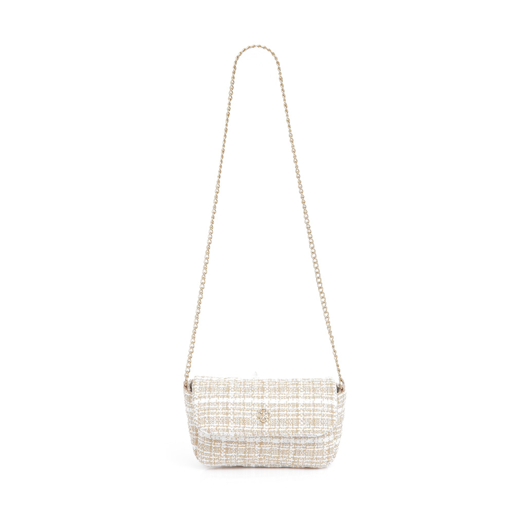 BOLSA PEQUENA NUDE SEDA TWEED MATELASSÊ ALÇA CORRENTE image number 0
