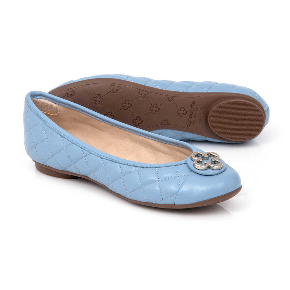 SAPATILHA CATHERINE VINTAGE DE COURO AZUL CHIARO MATELASSÊ image number 3