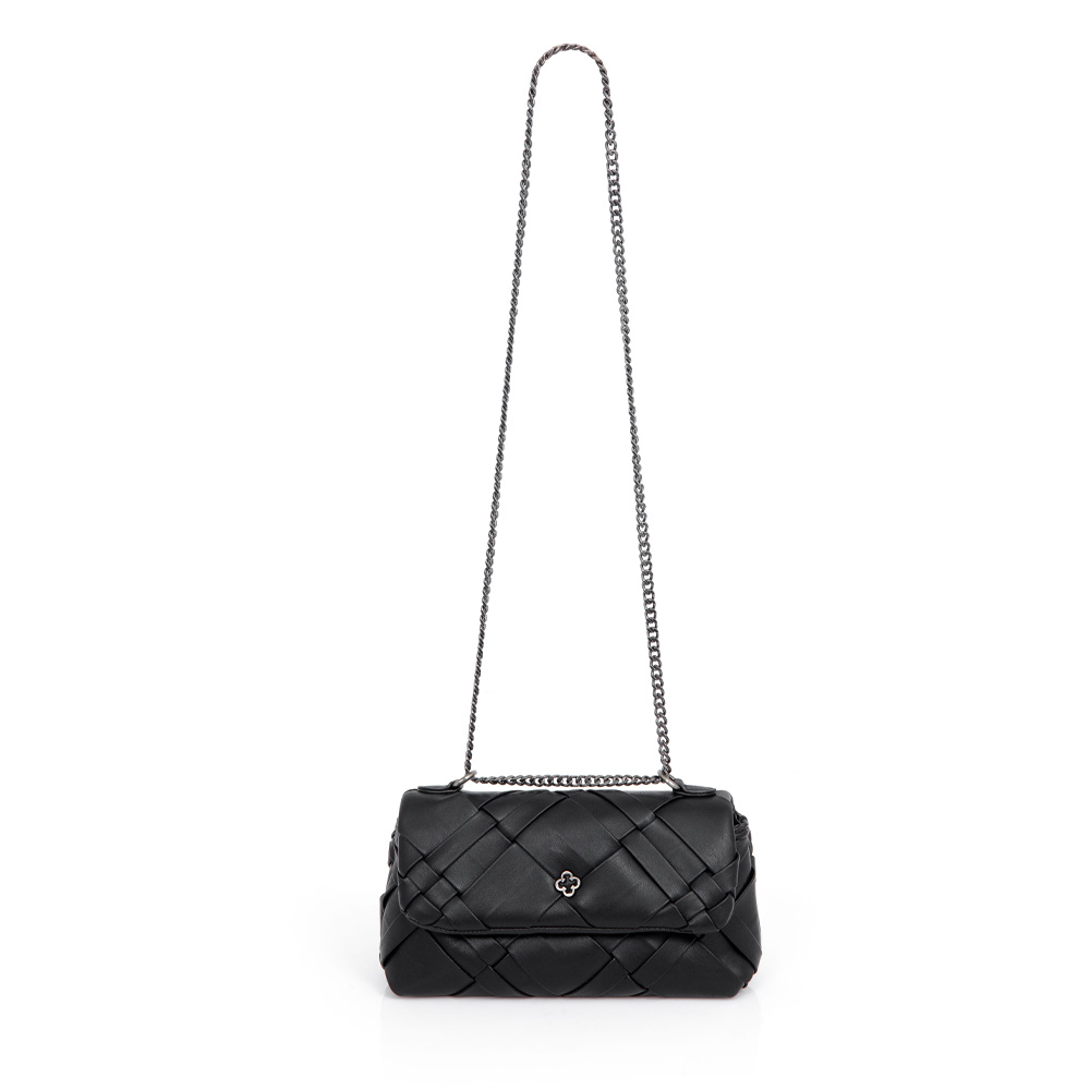 BOLSA SHOULDER BAG PRETA TRESSÊ COM ALÇA CORRENTE image number 3