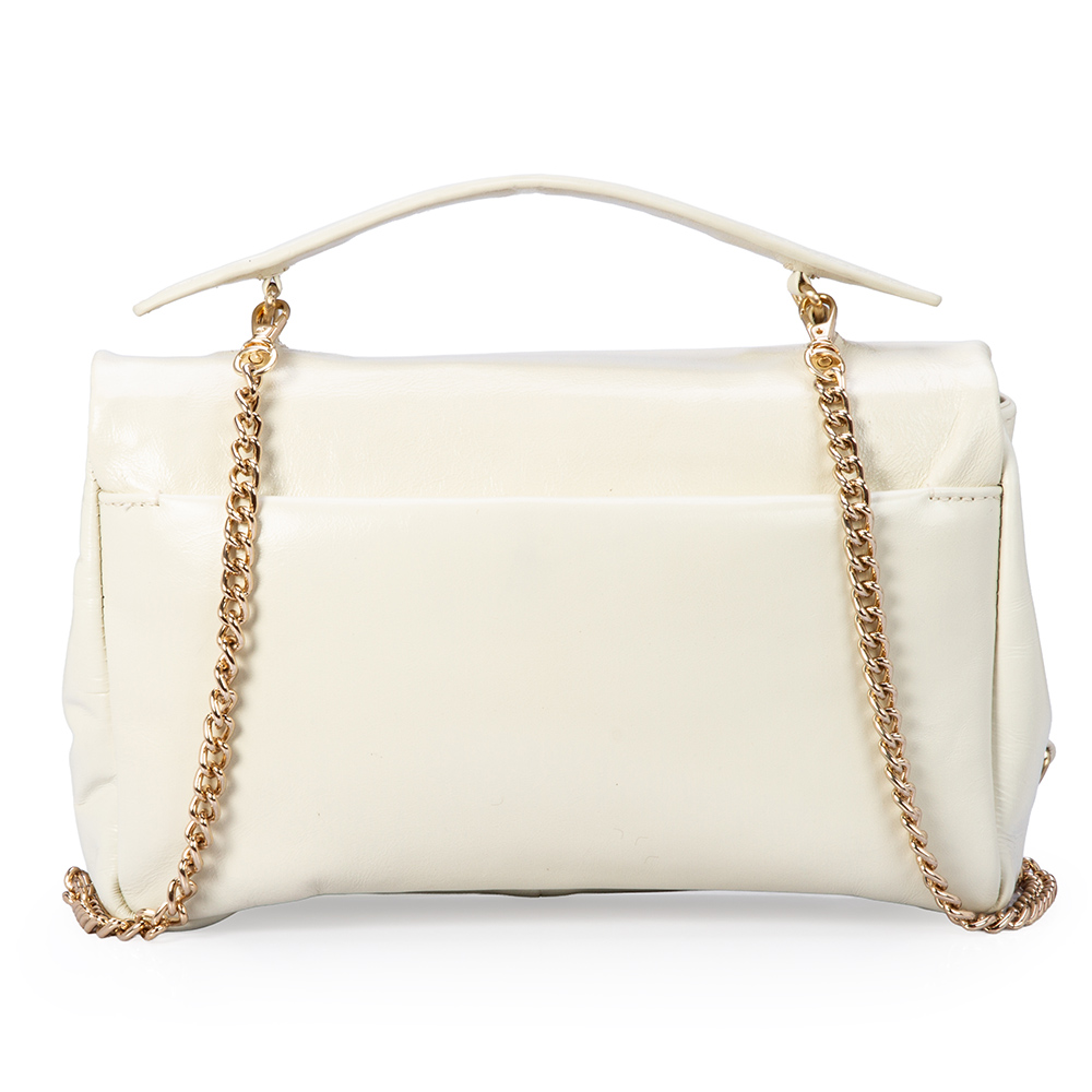 BOLSA BRANCA DUNA COURO COM AL&Ccedil;A CORRENTE SHOULDER BAG image number 3