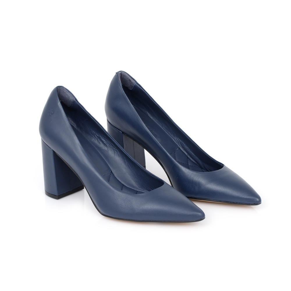 SCARPIN SALTO BLOCO COURO MARINHO AZZURRO image number 1
