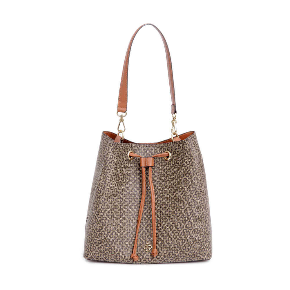 BOLSA CARAMELO MONOGRAMA COM AL&Ccedil;A GORGUR&Atilde;O BUCKET image number 0