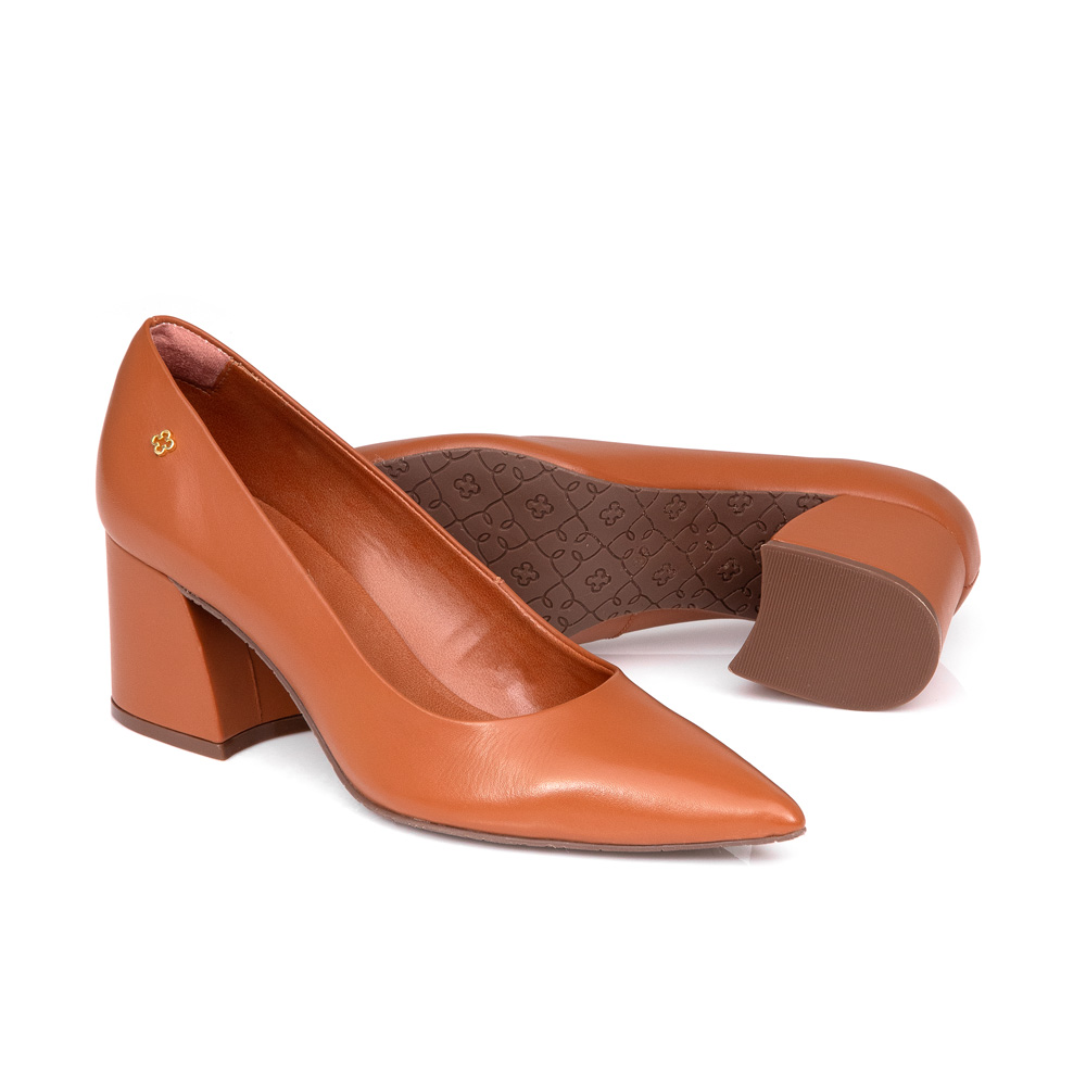 SCARPIN COURO SALTO BLOCO CARAMELO image number 3
