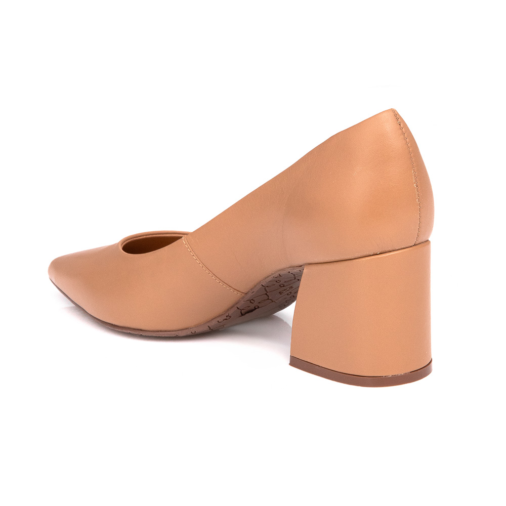 SCARPIN COURO SALTO BLOCO BEGE image number 2