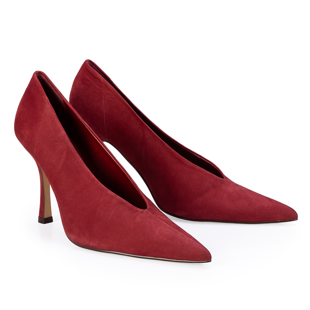 SCARPIN VERMELHO AMARONE SALTO ALTO DE COURO SUEDE image number 1