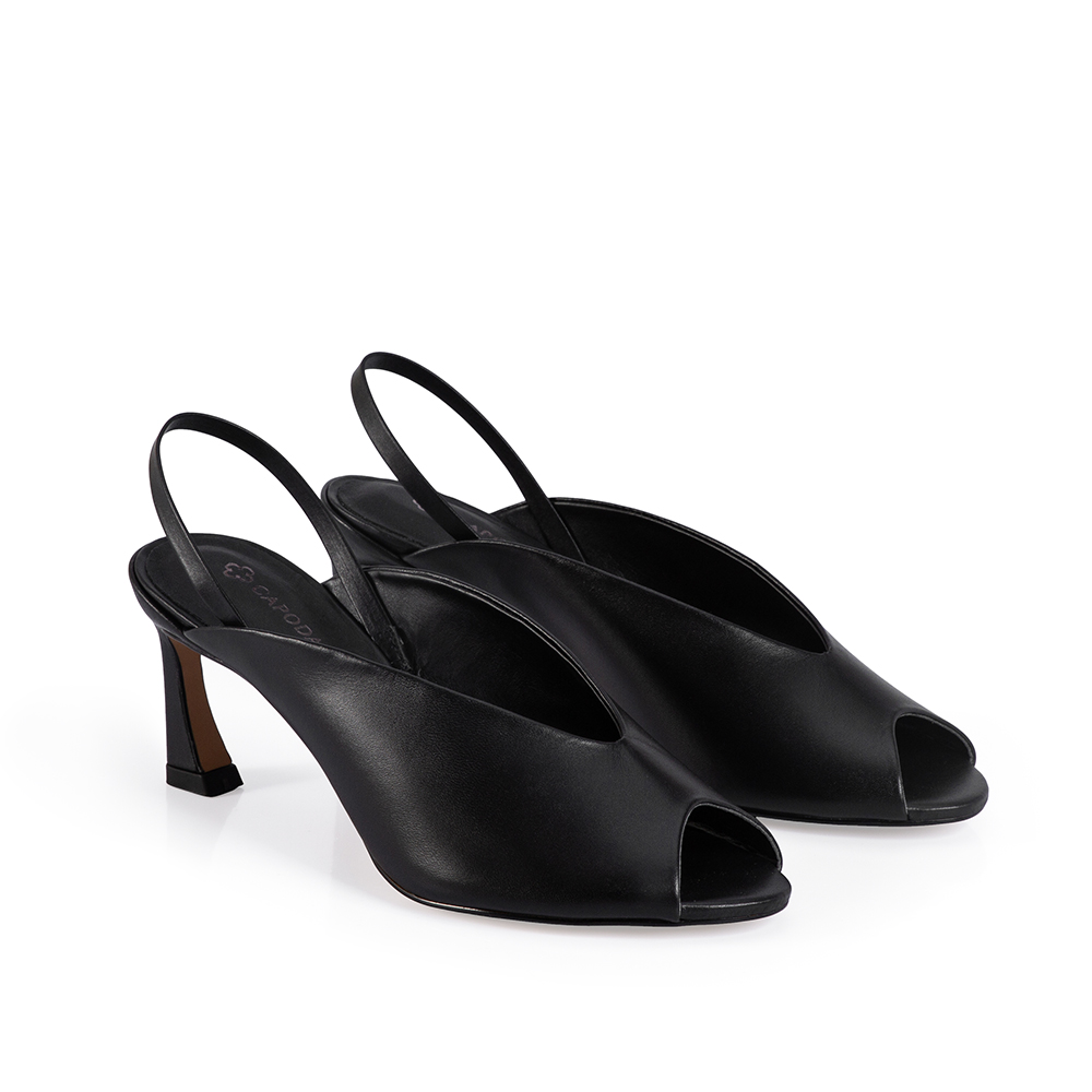SANDÁLIA PEEP TOE PRETA DE COURO image number 2