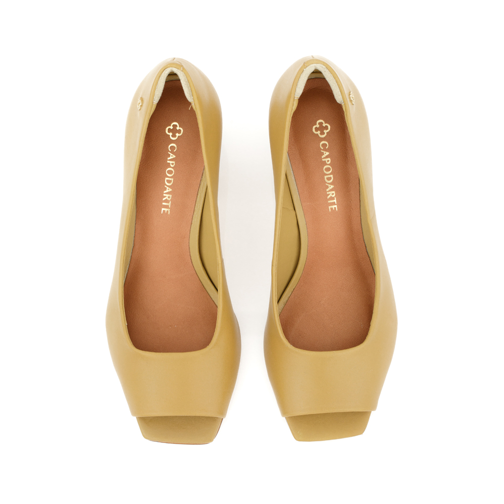 SAPATO PEEP TOE BEGE PECAN DE COURO image number 4