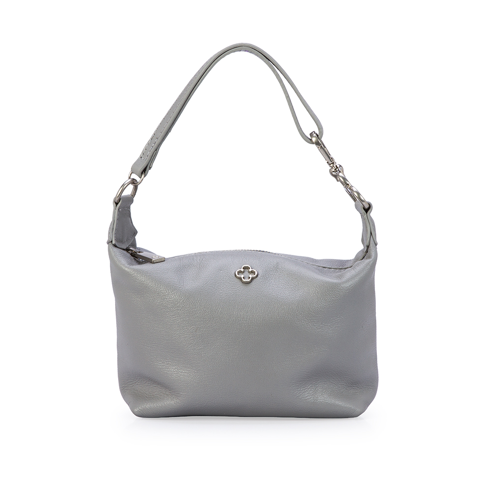 BOLSA PEQUENA CINZA CARBONO DE COURO CLUTCH image number 0