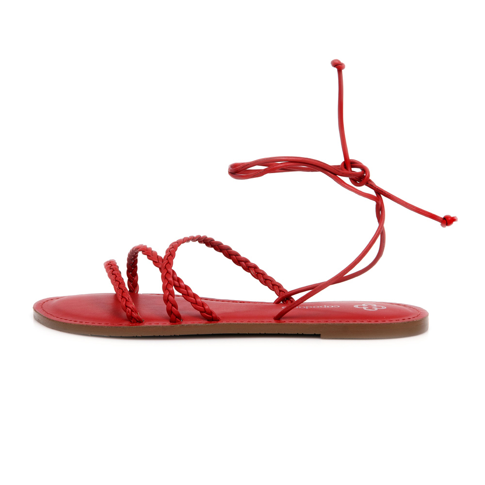 SANDÁLIA RASTEIRA VERMELHA MERLOT AMARRAÇÃO TRANÇADA image number 3
