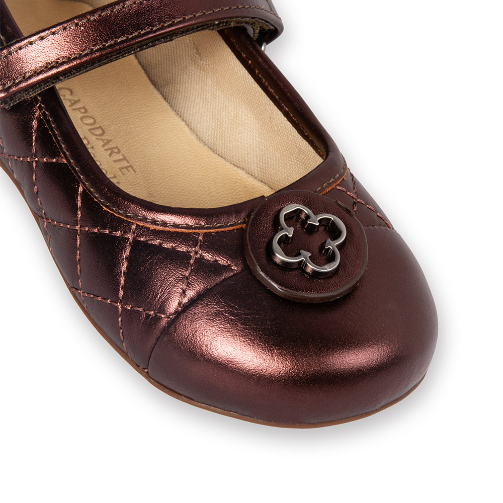 SAPATILHA BEB&Ecirc; MARROM MATELASS&Ecirc; DE COURO COM VELCRO CATHERINE image number 2