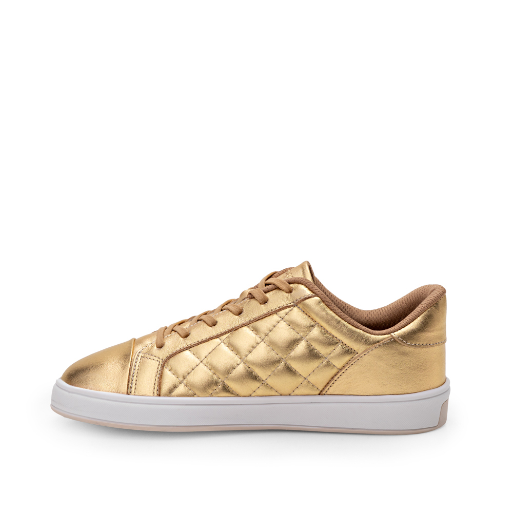 TÊNIS FEMININO DOURADO DE COURO AMARRAÇÃO MATELASSÊ image number 2