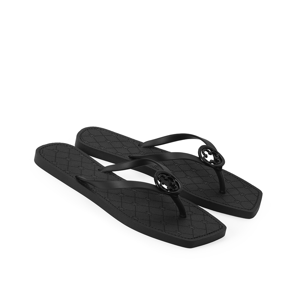 CHINELO BICO QUADRADO PRETO MONOGRAMA image number 1